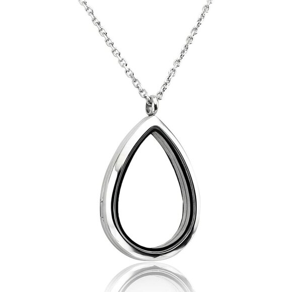 Jewelry - Unisex Silver Floating Charm Heart Locket Necklace 24" Stainless Steel